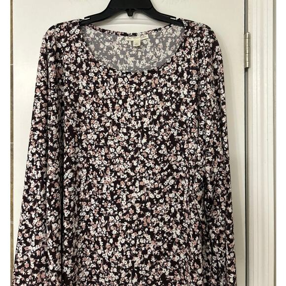 Emaline Brown Ditsy Floral Jersey Knit Top Size 3X Feminine Casual Career - Picture 3 of 10